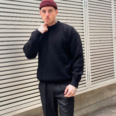 SWEATER RIBBED BOXY FIT NEGRO