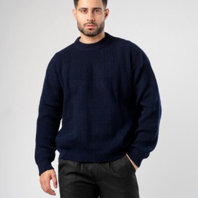 SWEATER RIBBED BOXY FIT AZUL OSCURO