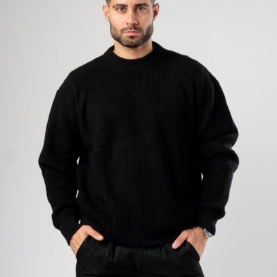 SWEATER RIBBED BOXY FIT NEGRO
