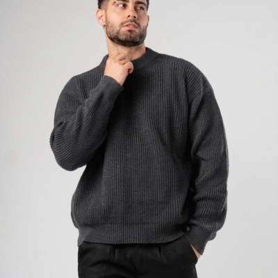 SWEATER RIBBED BOXY FIT GRIS