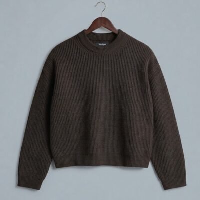 SWEATER RIBBED BOXY FIT MARRON OSCURO