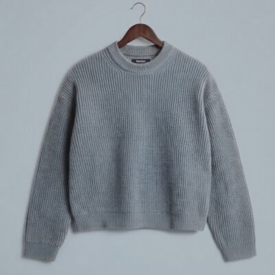 SWEATER RIBBED BOXY FIT GRIS CLARO
