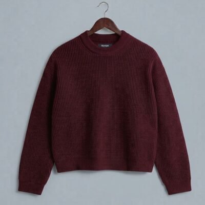 SWEATER RIBBED BOXY FIT BORGOÑA