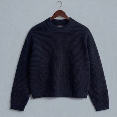 SWEATER RIBBED BOXY FIT AZUL OSCURO